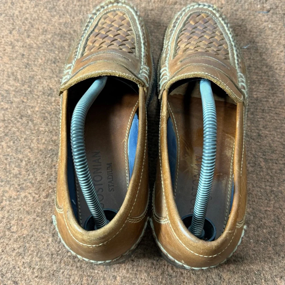 Bostonian Stadium Mens 9 M Tan Woven Leather Penny Loafers Made in Brazil 21633